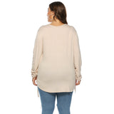 Plus Size Drawstring Sleeve High Low Tee Top