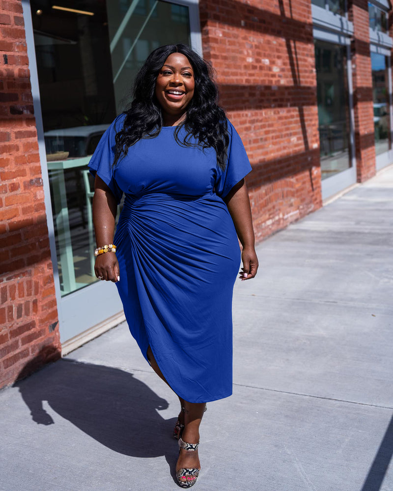 Plus Size Comfy Ruched Bodycon Dress