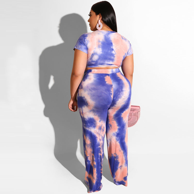 Plus Size Tie Dye Top & Pants Set