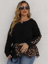 Plus Size Casual Leopard Top