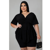 Plus Size Top & Biker Shorts Set