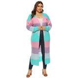 Plus Size Colorblock Cardigan with Pockets