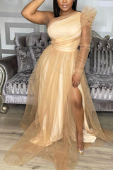 Plus Size Elegant Formal Tulle Maxi Dress