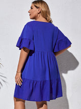 Plus Size Solid Ruffle Dress