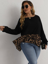 Plus Size Casual Leopard Top