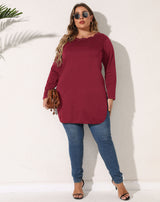 Plus Size Split Curved Hem Tee Top