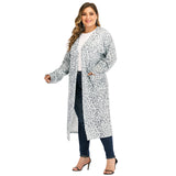 Plus Size Leopard Print Pocket Front Cardigan