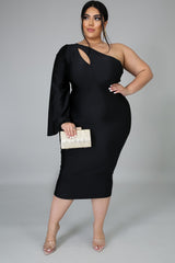 Plus Size One Shoulder Bodycon Dress