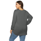 Plus Size Drawstring Sleeve High Low Tee Top