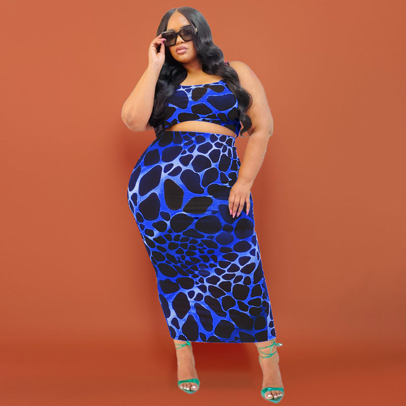 Plus Size Crop Top & Skirt Set