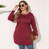 Plus Size Split Curved Hem Tee Top