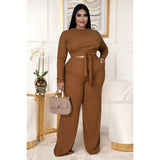 Rib-Knit Knot Front Top & Pants Set