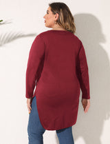 Plus Size Split Curved Hem Tee Top