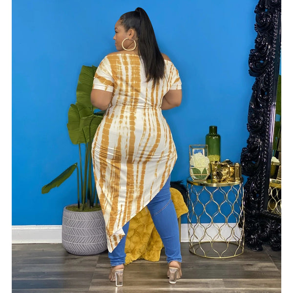 Plus Size High Split Tie Dye Dress