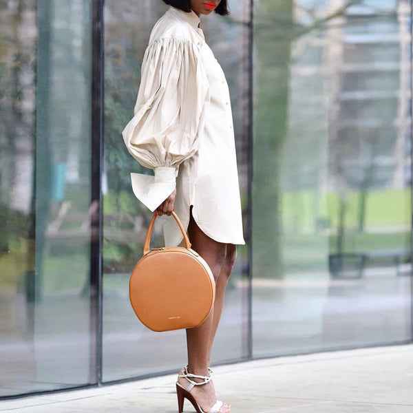 Puff Sleeve Shirt Dress with Pockets