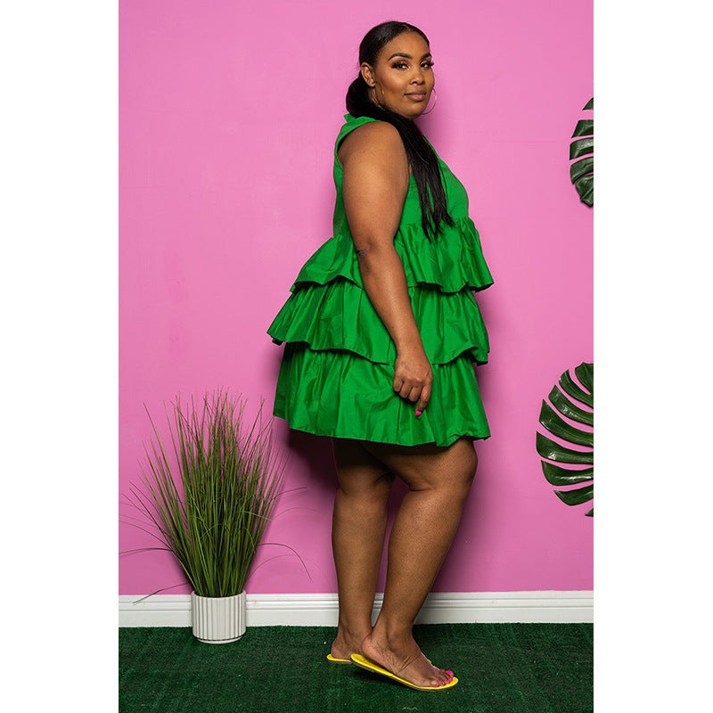 Plus Size Solid Mini Dress