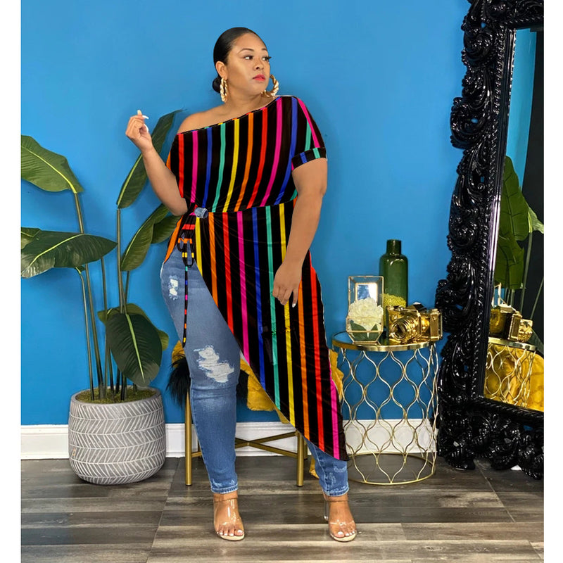 Plus Size High Split Tie Dye Dress