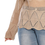 Plus Size Solid Pointelle Knit Drop Shoulder Sweater