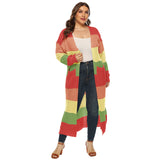 Plus Size Colorblock Cardigan with Pockets