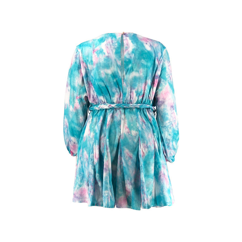 Plus Size Allover Print Belted Dress