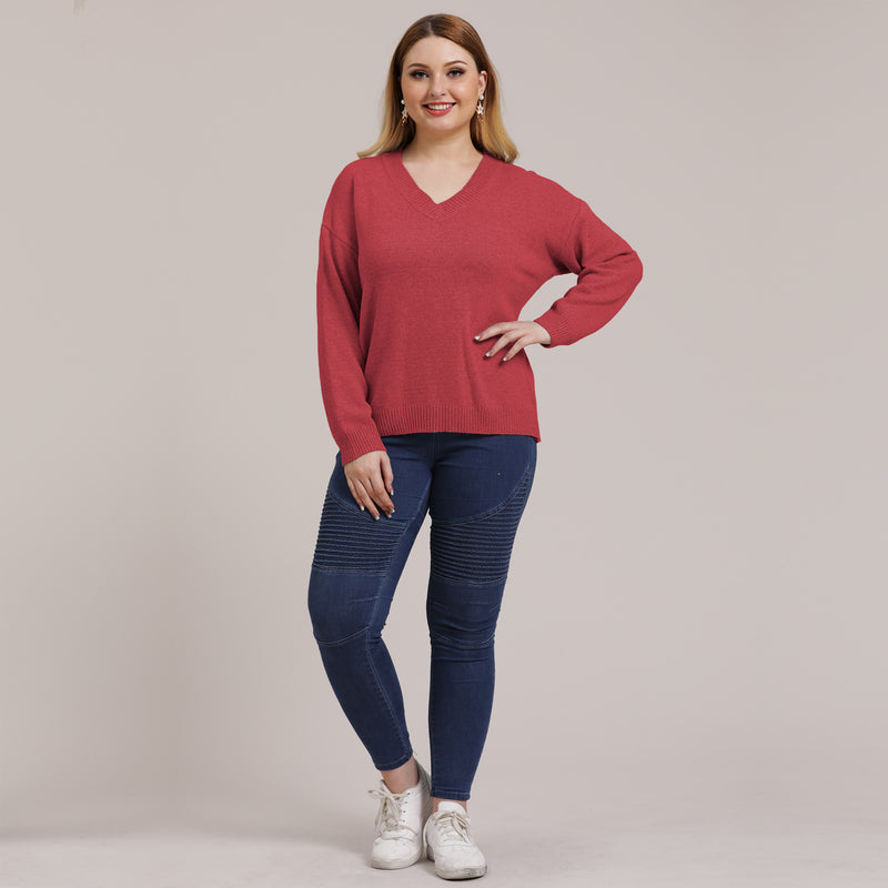 Plus Size V Neck Sweater