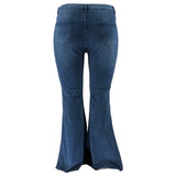 Plus Size Ripped Raw Hem Bootcut Flare Leg Jeans