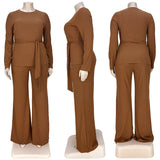 Rib-Knit Knot Front Top & Pants Set