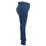 Plus Size Ripped Raw Hem Bootcut Flare Leg Skinny Jeans