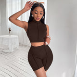 Ribbed Knit Sports Two Piece Set