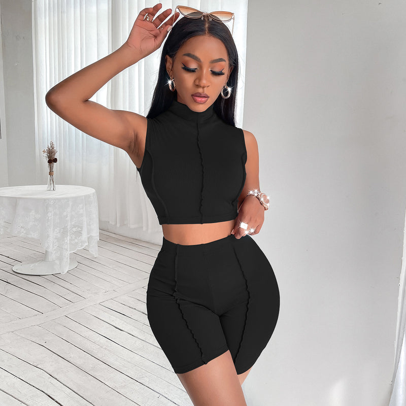 Ribbed Knit Sports Two Piece Set