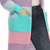 Plus Size Colorblock Cardigan with Pockets