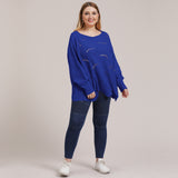 Plus Size Solid Pointelle Knit Drop Shoulder Sweater