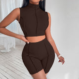 Ribbed Knit Sports Two Piece Set