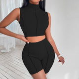 Ribbed Knit Sports Two Piece Set