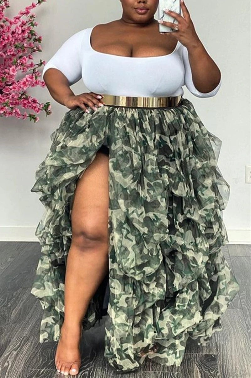 Plus Size Elegant Formal Tulle Skirt