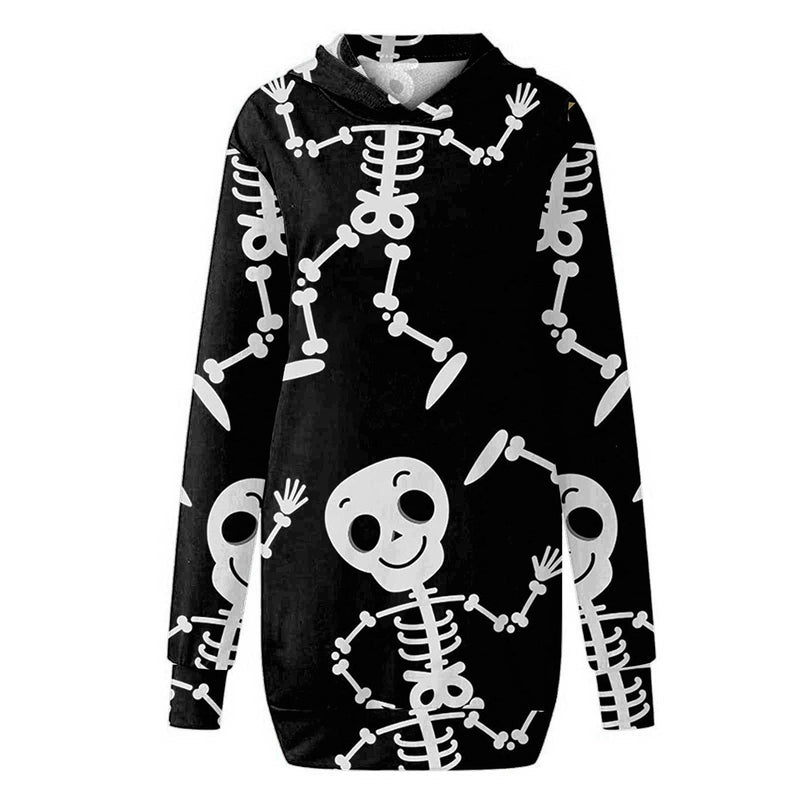 Halloween Skull Print Hoodie