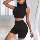 Ribbed Knit Sports Two Piece Set