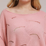 Plus Size Solid Pointelle Knit Drop Shoulder Sweater