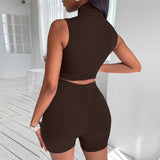 Ribbed Knit Sports Two Piece Set