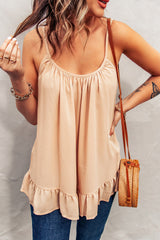 Solid Ruffle Hem Cami Top