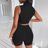 Ribbed Knit Sports Two Piece Set