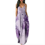 World Map Print Maxi Dress with Pockets