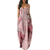 World Map Print Maxi Dress with Pockets