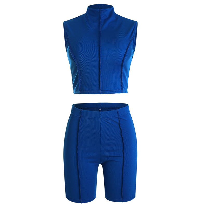 Ribbed Knit Sports Two Piece Set