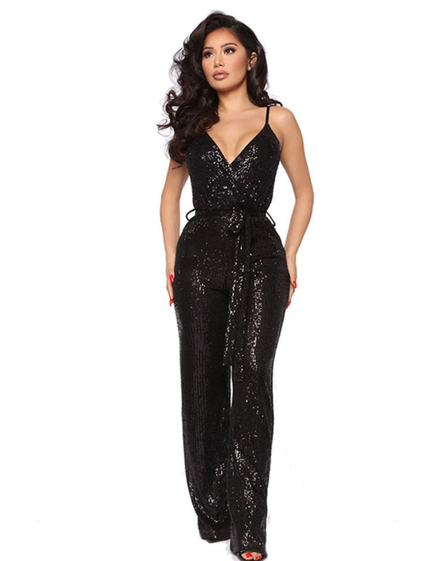 Sparkle On Wide Leg Sequins Jumpsuit