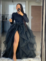 Plus Size Elegant Formal Tulle Skirt